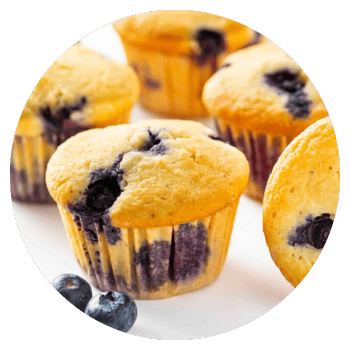 Blueberry muffins made with Besti sugar substitute.