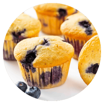 Blueberry muffins made with Besti sugar substitute.