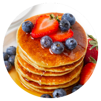 Stack of pancakes made with low carb pancake mix.