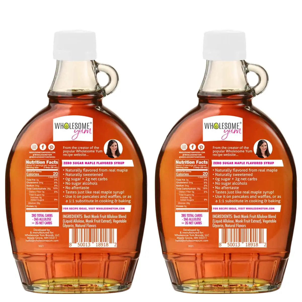 Zero sugar maple syrup 2 pack back.