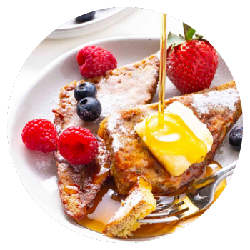 Sugar free maple syrup poured over French toast.