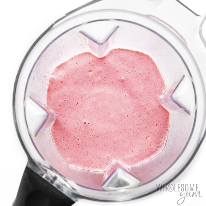 Healthy strawberry smoothie in blender