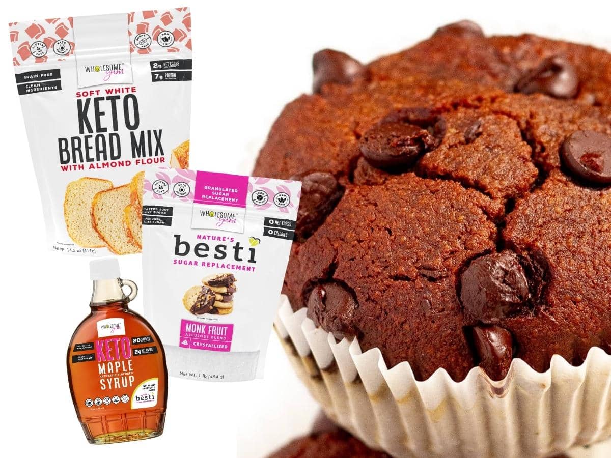 Chocolate muffin with Wholesome Yum Foods ingredients