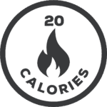 A round icon that says 20 calories