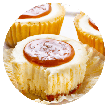 Keto friendly mini caramel cheesecake.