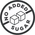 A round icon that says no added sugar.