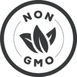 A round icon that says non gmo.
