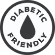 A round icon that says diabetic friendly.