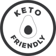 A round icon that says keto friendly.
