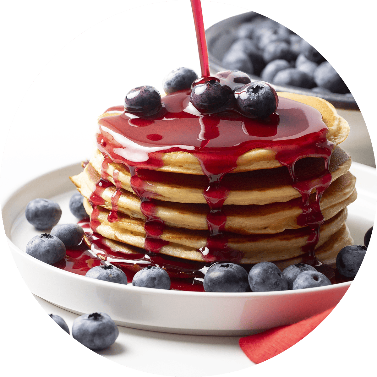 Wholesome Yum Sugar Free Blueberry Syrup on Pancakes.