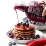 Wholesome Yum Sugar Free Blueberry Syrup on Pancakes.