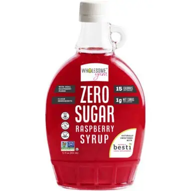 Wholesome Yum Sugar Free Raspberry Syrup Front Bottle.