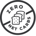 A Round Icon That Says 0 Net Carbs.