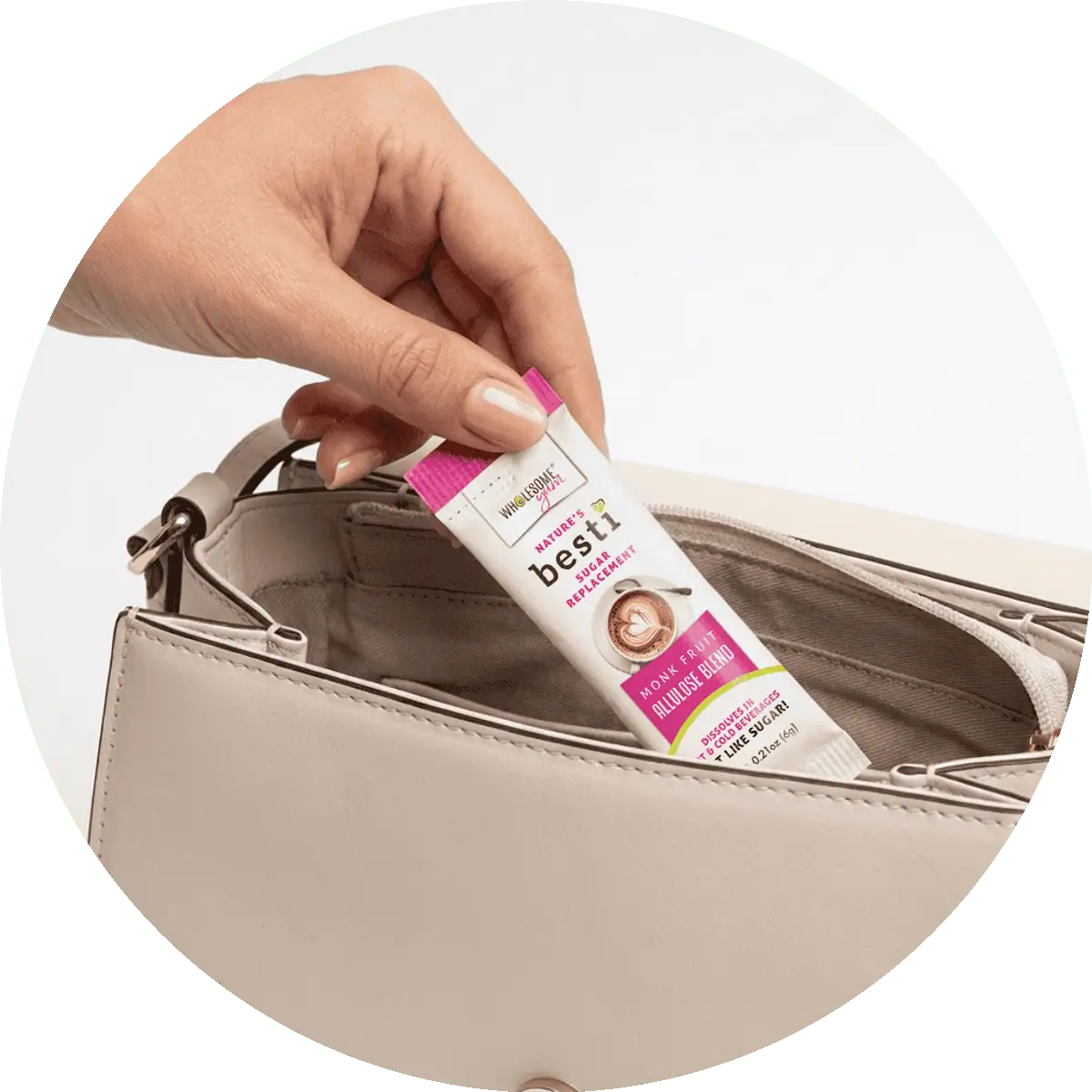 Wholesome Yum Besti Packets In The Purse.